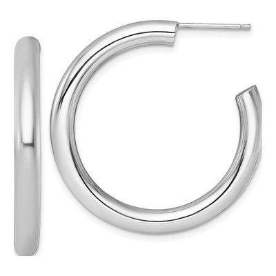 14K White Gold 35mm Tube C- Hoop Earrings