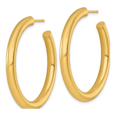 14K Yellow Gold 40mm Tube C- Hoop Earrings – view 3