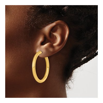 14K Yellow Gold 40mm Tube C- Hoop Earrings – view 5