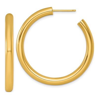 14K Yellow Gold 40mm Tube C- Hoop Earrings