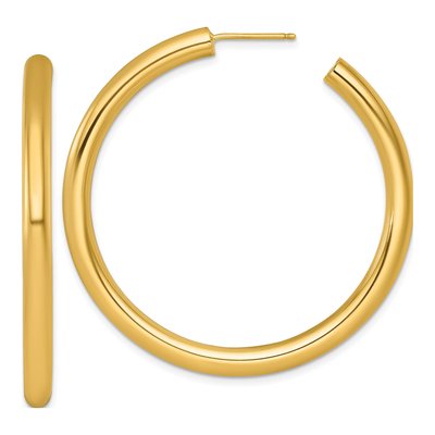 14K Yellow Gold 50mm Tube C- Hoop Earrings