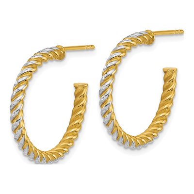 14K Yellow Gold 24mm Diamond-Cut Twisted C- Hoop Earrings – view 2