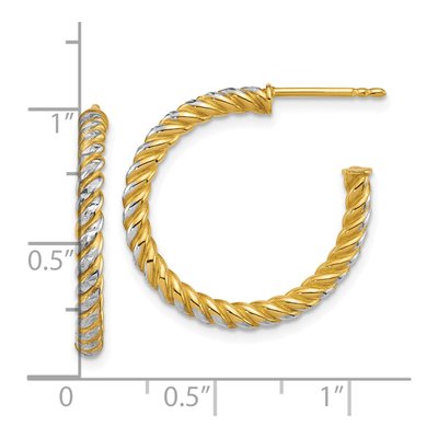 14K Yellow Gold 24mm Diamond-Cut Twisted C- Hoop Earrings – view 3