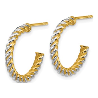 14K Yellow Gold 20mm Diamond-Cut Twisted Tube C- Hoop Earrings – view 2