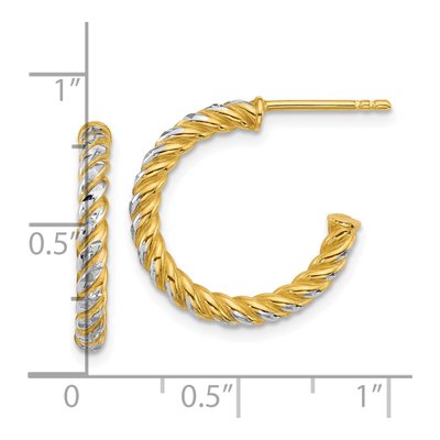 14K Yellow Gold 20mm Diamond-Cut Twisted Tube C- Hoop Earrings – view 3