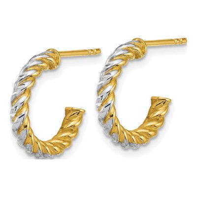 14K Yellow Gold 16mm Twisted Tube C- Hoop Earrings – view 2