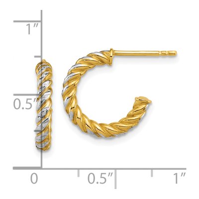 14K Yellow Gold 16mm Twisted Tube C- Hoop Earrings – view 3