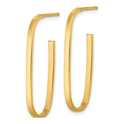 14K Yellow Gold Long Oval Tube Hoop Earrings – view 3