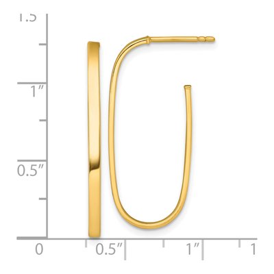 14K Yellow Gold Long Oval Tube Hoop Earrings – view 4