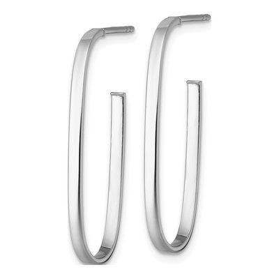 14K Yellow Gold Long Oval Hoop Earrings – view 3