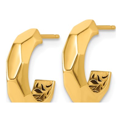14K Yellow Gold 15mm Hollow C- Hoop Earrings – view 3