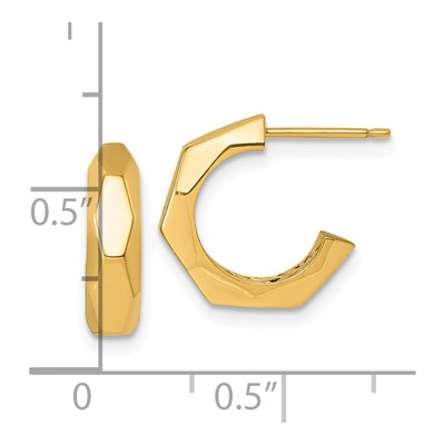 14K Yellow Gold 15mm Hollow C- Hoop Earrings – view 4