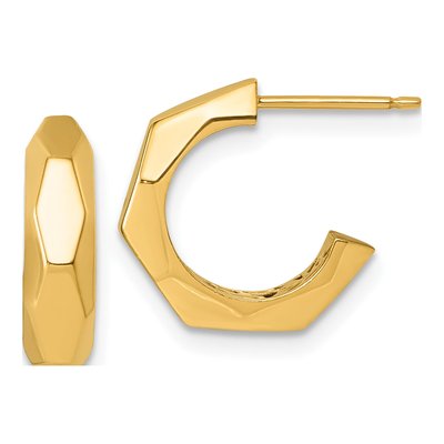 14K Yellow Gold 15mm Hollow C- Hoop Earrings