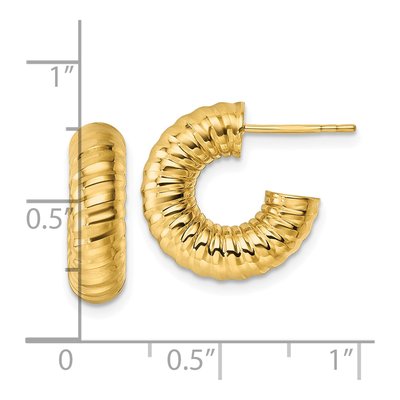 14K Yellow Gold 16mm Textured Tube C- Hoop Earrings – view 4