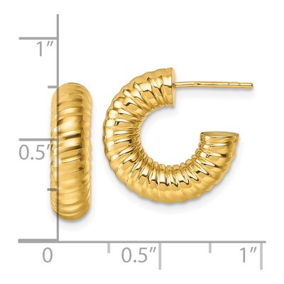 14K Yellow Gold 18mm Textured Tube C- Hoop Earrings – view 4