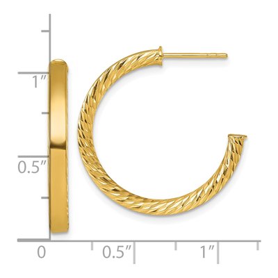 14K Yellow Gold 25mm Diamond-Cut Tube C- Hoop Earrings – view 4