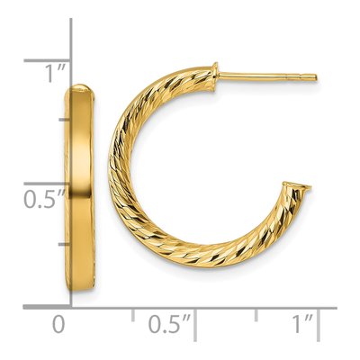 14K Yellow Gold 20mm Diamond-Cut Tube C- Hoop Earrings – view 4