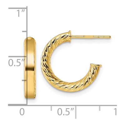 14K Yellow Gold 15mm Diamond-Cut Tube C- Hoop Earrings – view 4