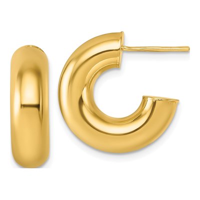 14K Yellow Gold 20mm C- Tube Hoop Earrings