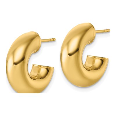 14K Yellow Gold 18mm Tube C- Hoop Earrings – view 3