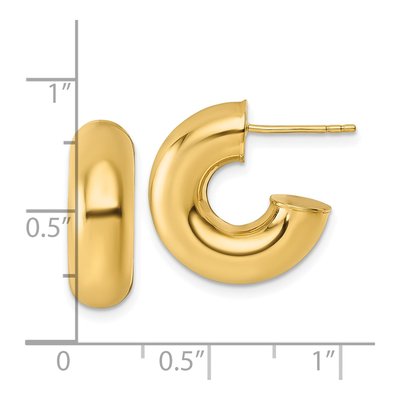 14K Yellow Gold 18mm Tube C- Hoop Earrings – view 4