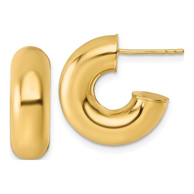 14K Yellow Gold 18mm Tube C- Hoop Earrings