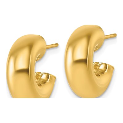 14K Yellow Gold 16mm Tube C- Hoop Earrings – view 3