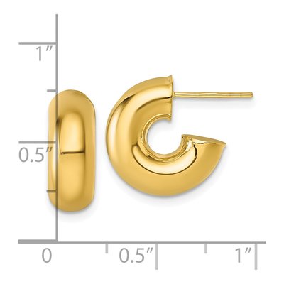 14K Yellow Gold 16mm Tube C- Hoop Earrings – view 4