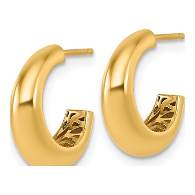 14K Yellow Gold 15mm Hollow C- Hoop Earrings – view 3