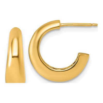 14K Yellow Gold 15mm Hollow C- Hoop Earrings