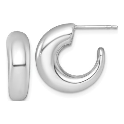 14K White Gold 18mm Tapered C- Hoop Earrings