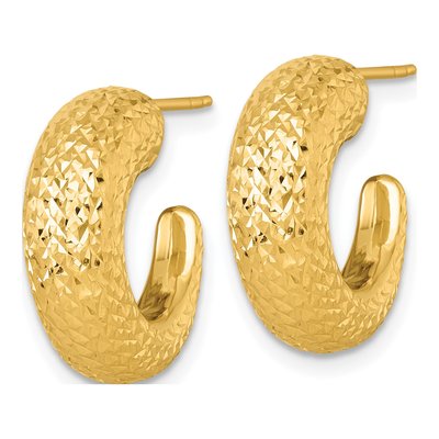 14K Yellow Gold 18mm Diamond-Cut C- Hoop Earrings – view 3