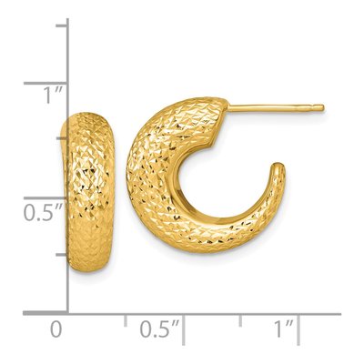 14K Yellow Gold 18mm Diamond-Cut C- Hoop Earrings – view 4