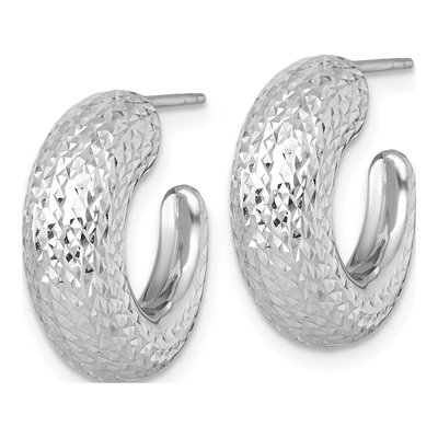 14K White Gold 18mm Diamond-Cut C- Hoop Earrings – view 3