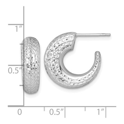 14K White Gold 18mm Diamond-Cut C- Hoop Earrings – view 4