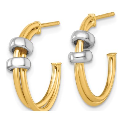 14K Two-Tone Gold 19mm Double C- Hoop Earrings – view 3