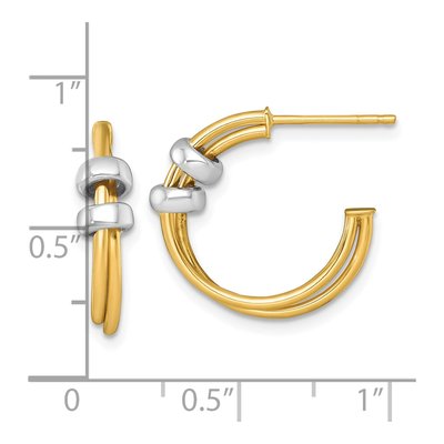 14K Two-Tone Gold 19mm Double C- Hoop Earrings – view 4