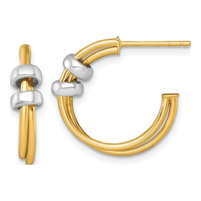 14K Two-Tone Gold 19mm Double C- Hoop Earrings