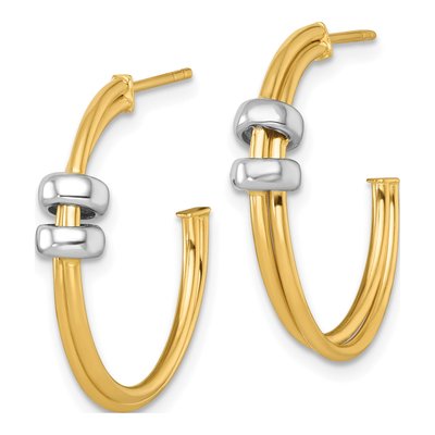 14K Two-Tone Gold 24mm C- Hoop Earrings – view 3