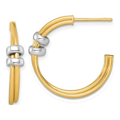 14K Two-Tone Gold 24mm C- Hoop Earrings