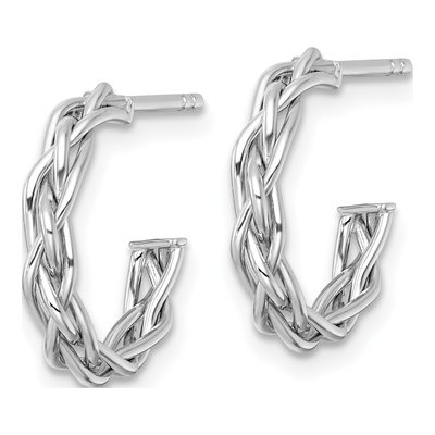 14K Yellow Gold 15mm Woven Braid C- Hoop Earrings – view 3