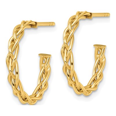 14K Yellow Gold 20mm Woven C- Hoop Earrings – view 3