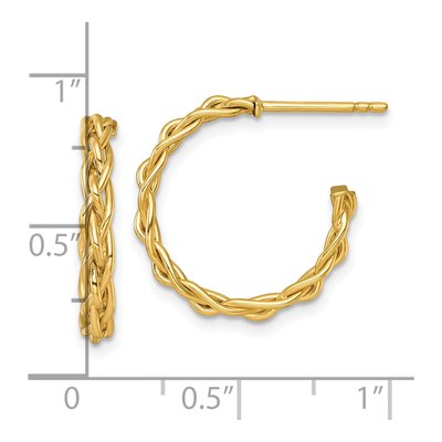 14K Yellow Gold 20mm Woven C- Hoop Earrings – view 4