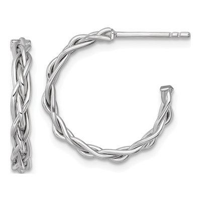 14K Yellow Gold 20mm Woven C- Hoop Earrings