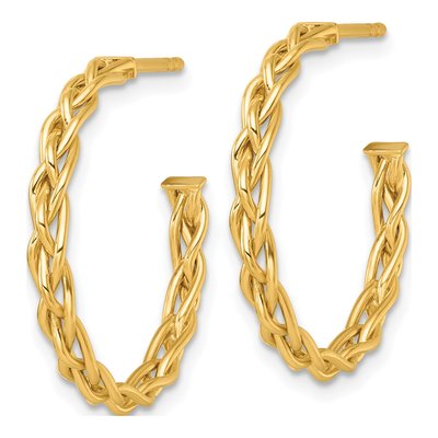 14K Yellow Gold 24mm Woven C- Hoop Earrings – view 3