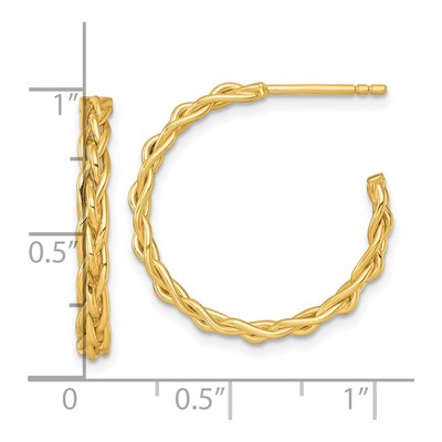 14K Yellow Gold 24mm Woven C- Hoop Earrings – view 4