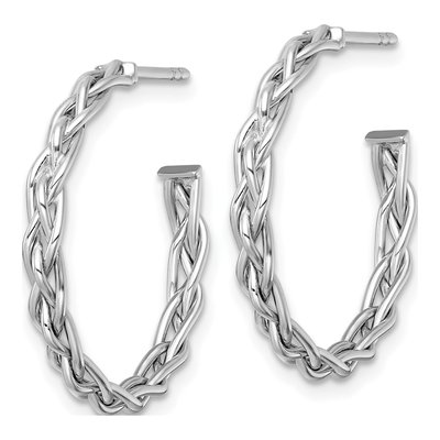 14K Yellow Gold 24mm Woven C- Hoop Earrings – view 3