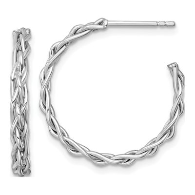 14K Yellow Gold 24mm Woven C- Hoop Earrings