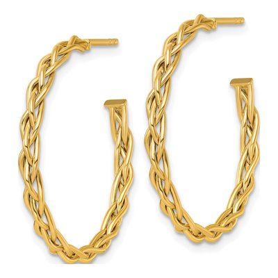 14K Yellow Gold 29mm Woven C- Hoop Earrings – view 3