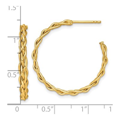 14K Yellow Gold 29mm Woven C- Hoop Earrings – view 4